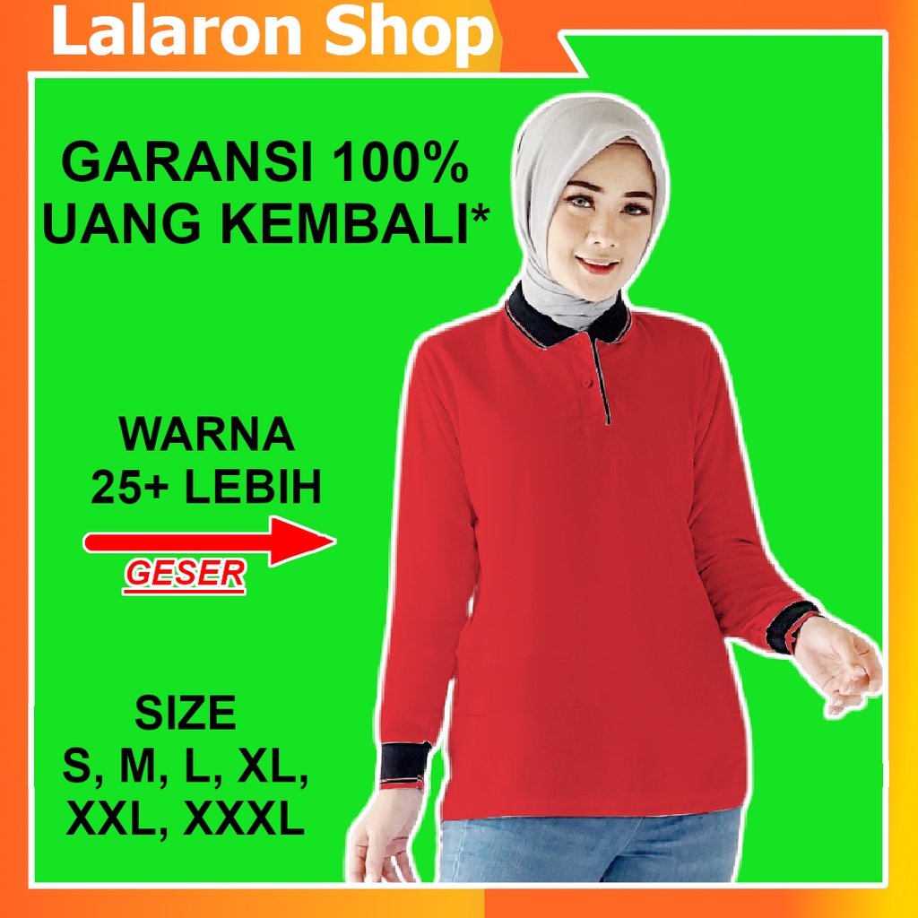 Lalaron Casual Style Kaos Polo Pria Wanita Baju Kerah Putih T-Shirt Berkerah Atasan Wanita Lengan Pa