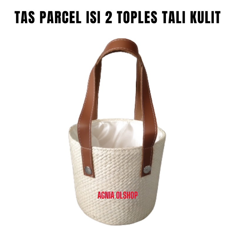 Jual Tas Parcel Anyaman Pandan Tali Kulit Sintetis Isi Toples