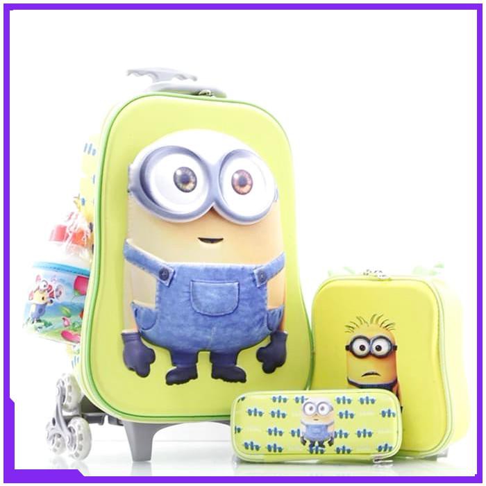 Tas Troley Samurai 6 Roda 3 Dimensi Minion 4in1 Import