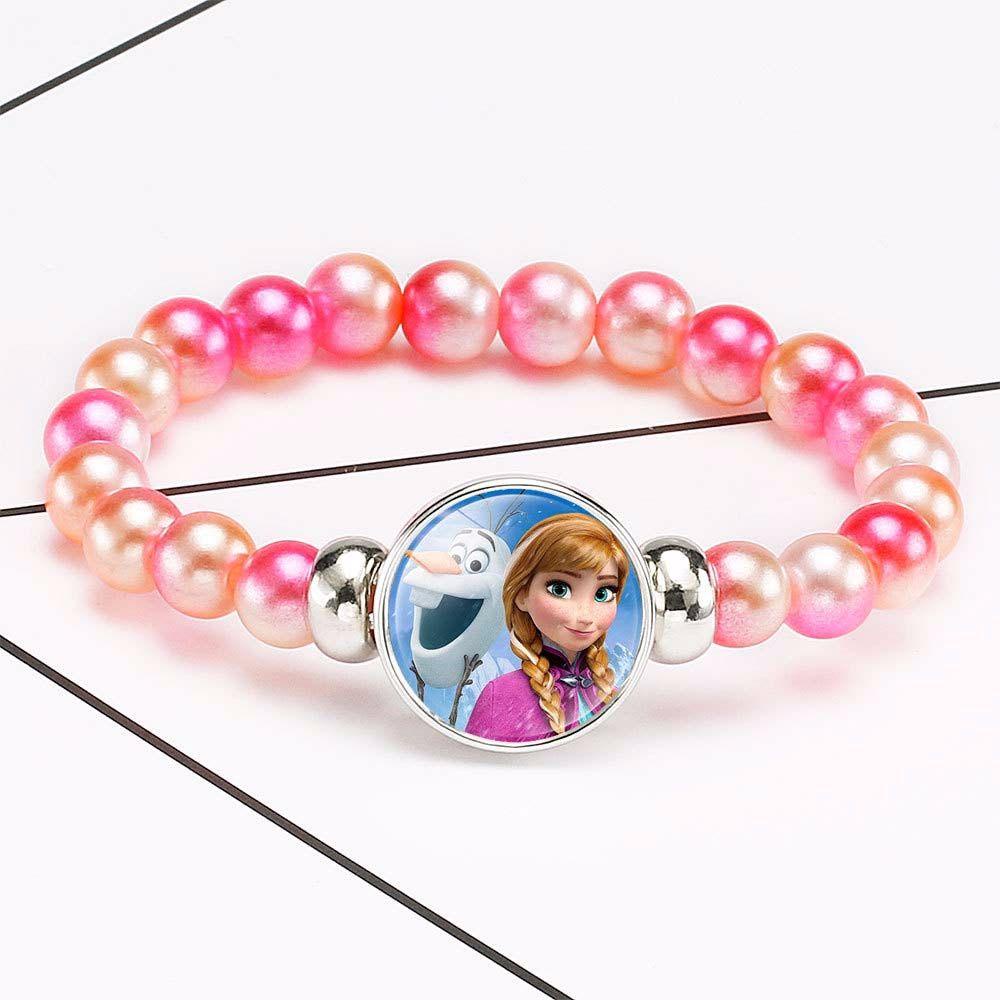 [Elegan] Frozen 2gelang Lucu Kartun Mutiara Manik-Manik Elsa Pelangi Anna Elsa Dan Anna