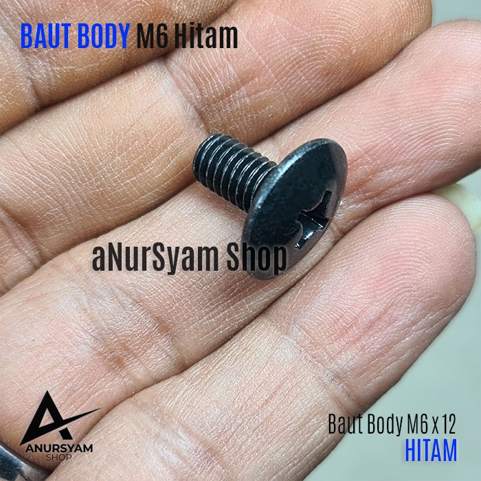 Baut Body Motor M6 Hitam / Baut JT M6 Hitam / Baut Motor M6