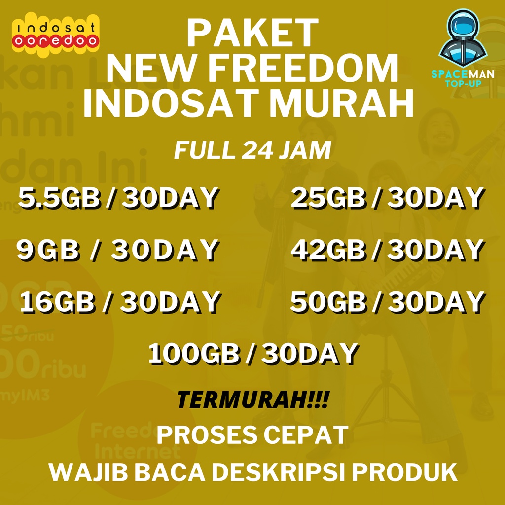 PAKET DATA KUOTA INTERNET IM3 INDOSAT FREEDOM MURAH - PROSES CEPAT - 5.5GB Sampai 100GB