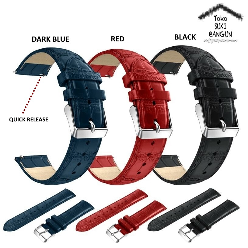 TALI JAM 22mm QUICK RELEASE Kulit Sintetis PU Leather CROCO Watch Band