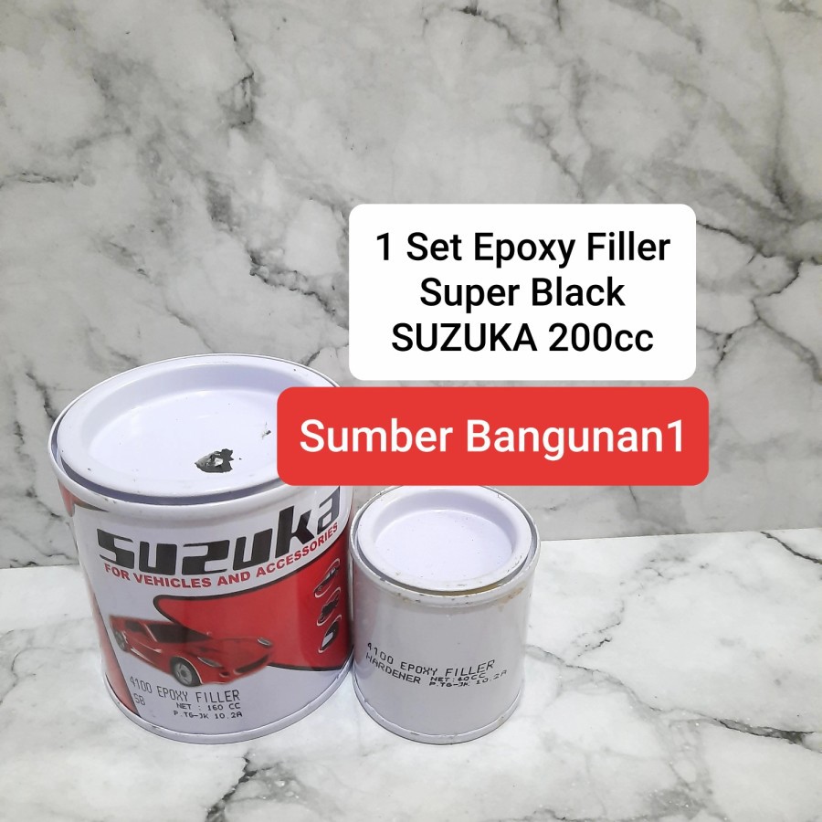 Epoxy filler hitam SUZUKA 200cc super black cat dasar besi motor mobil