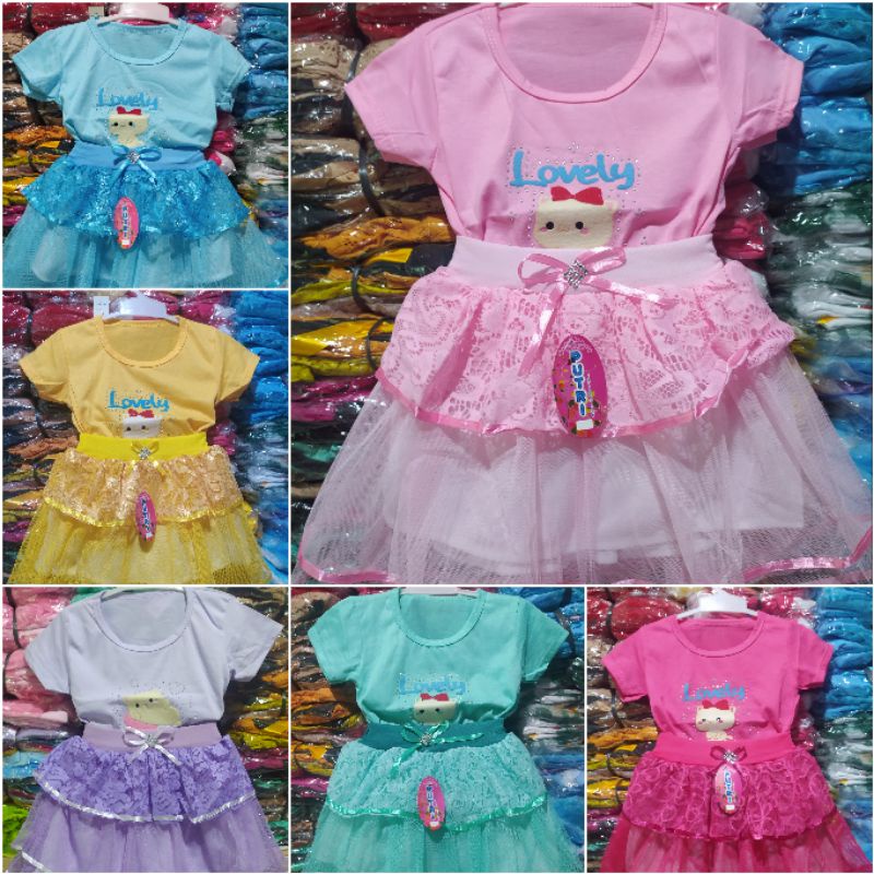setelan baju anak perempuan rok tutu brokat atas 1-3 th