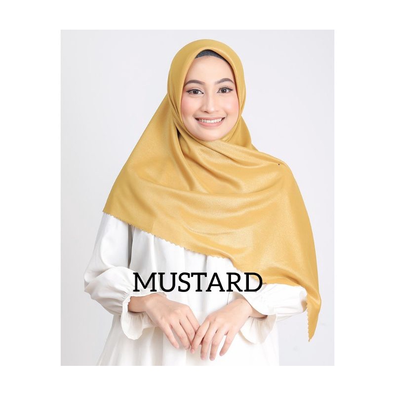 LUXURY PLAIN LC BY UAMAMA SCARF TEPI LACER CUT HIJAB/KERUDUNG GLOWING PESTA MEWAH SEGI EMPATi-MUSTARD