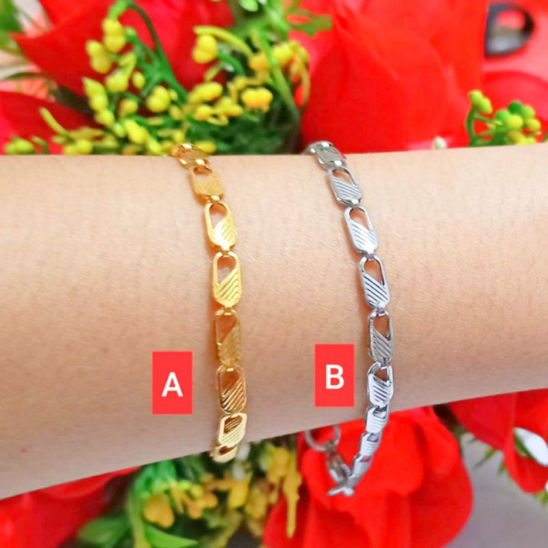 *COD* Gelang TITANIUM Rantai Pria wanita Gold&amp;Silver TIDAK LUNTUR, TIDAK KARAT