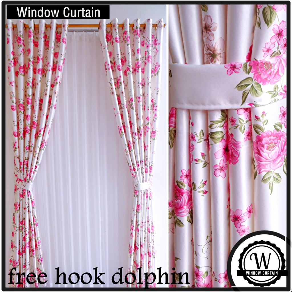Gorden Jendela Minimalis Mewah Motif Shabby Pink Blackout Import Tebal