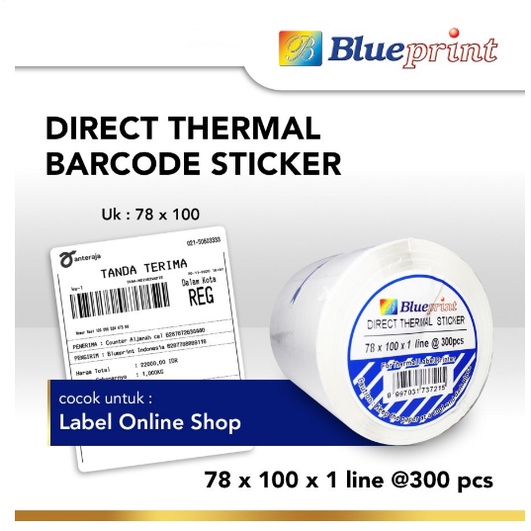 

Direct Thermal Sticker Label Print Paper Nota Stiker Kertas Barcode Termal Online Shop Blueprint 78 x 100 atau 80 x 100 mm isi 300Pcs Promo Murah Cod
