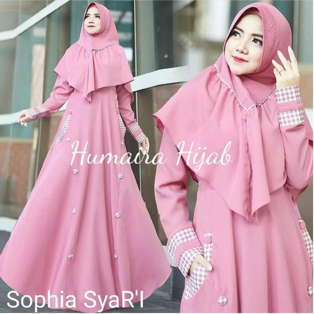 Gamis Syari SOPHIA SYAR'I Free hijab Baju muslim wanita-DUSTY