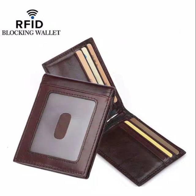 Anti RFID Clip Card Wallet Kulit Asli