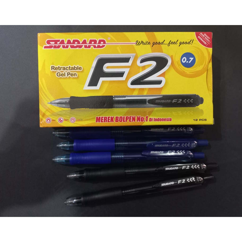 

Ballpoint Standard F2 0.7mm Gel Pen PER 1 PCS / Ballpoint Standard F2 Klik / Pulpen Standard / Bolpen Standart