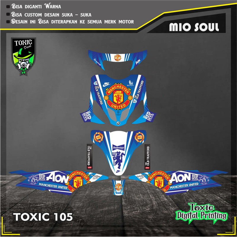 Sticker Decal YAMAHA MIO SPORTY MANCHESTER UNITED BIRU