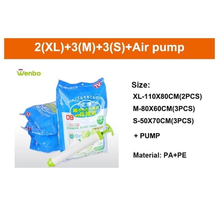 Tas Duffel Organizer Plastik Vakum set WENBO 7pcs+vacum Plastic vacuum travel bag (F9Q1) Tas Travel 