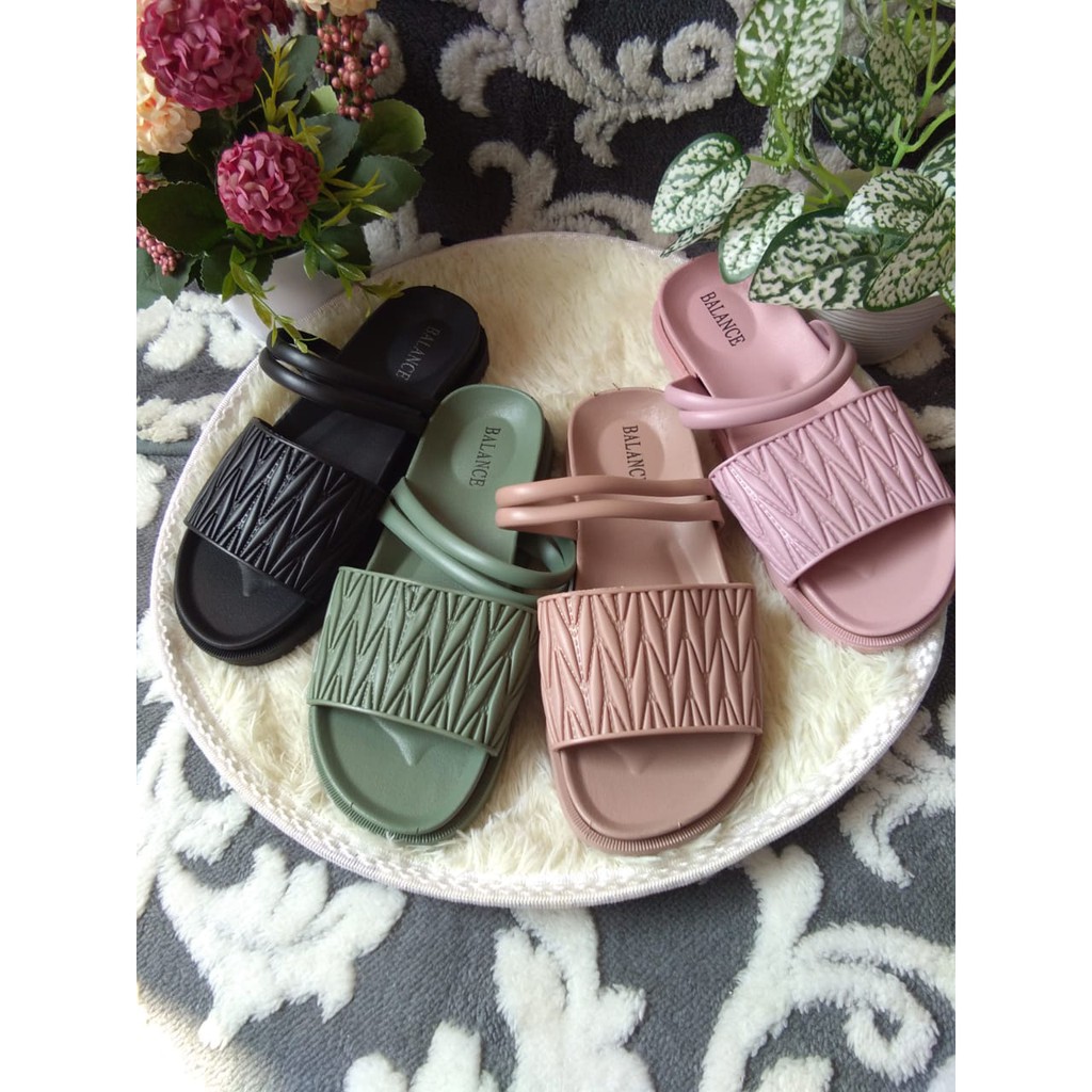 SANDAL SELOP TALI WANITA SANDAL SELOP TALI CEWEK JELLY FLAT BALANCE 0917-1