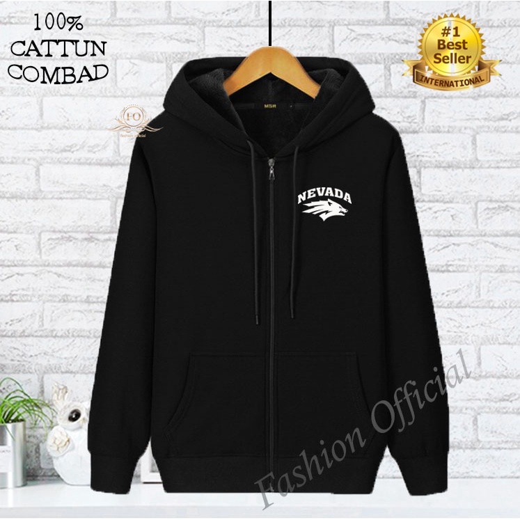 COD jaket resleting Nevada Premium Print Putih jacket pria Murah Berkualitas