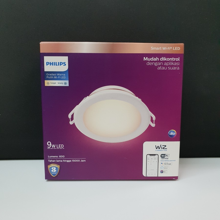 Downlight Philips Smart WiFi LED 9W Tuneable Dimmer Putih - Kuning LED Downlight Led Philips WiFi