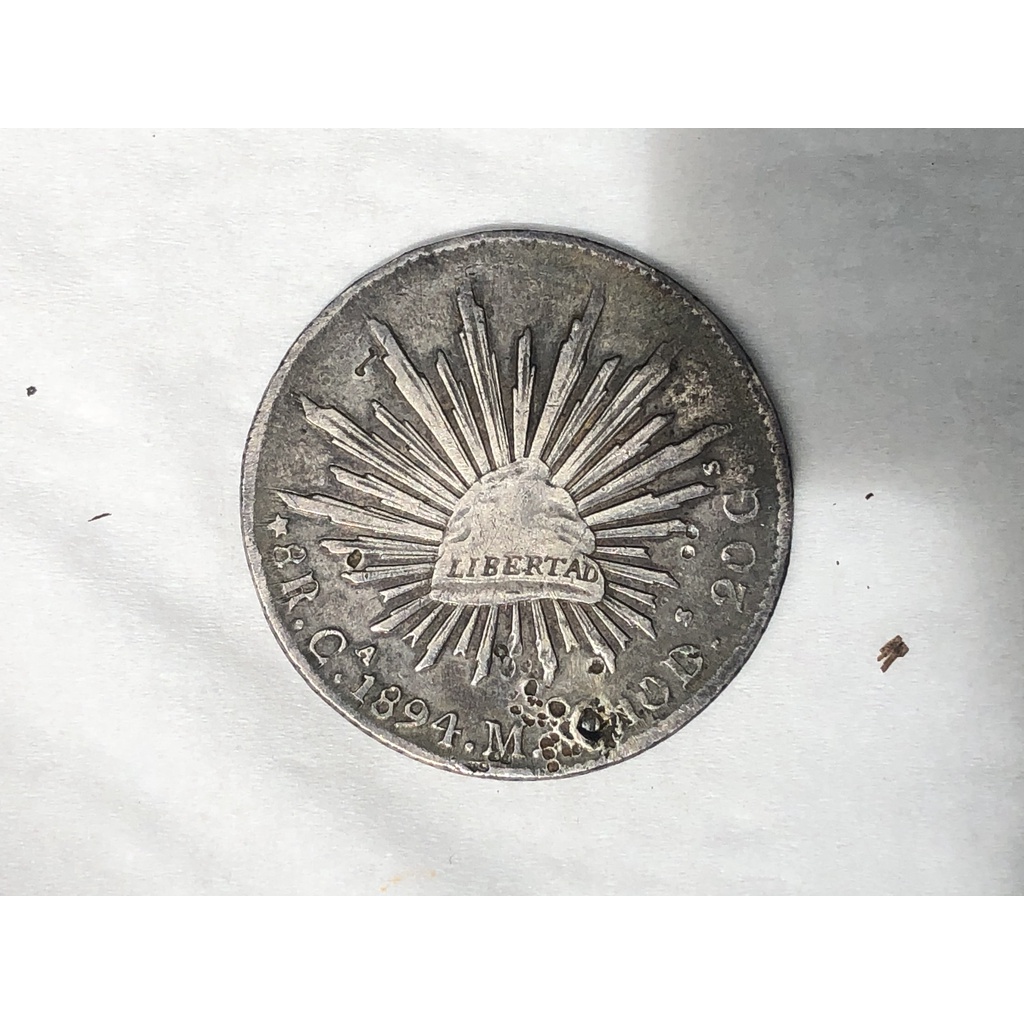 Koin perak silver coin 8 reales mexicana libertad 1894 kurang baik