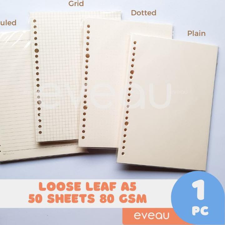 

Sale VYAW Loose Leaf A5 50 lembar 80 gsm Kertas Isi Binder Warna Putih Gading | Motif Plain Grid Rul