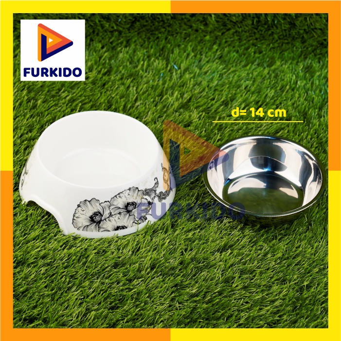 Richu Pet Bowl Stainless Stell Plastic Premium M Mangkok Anjing P1118