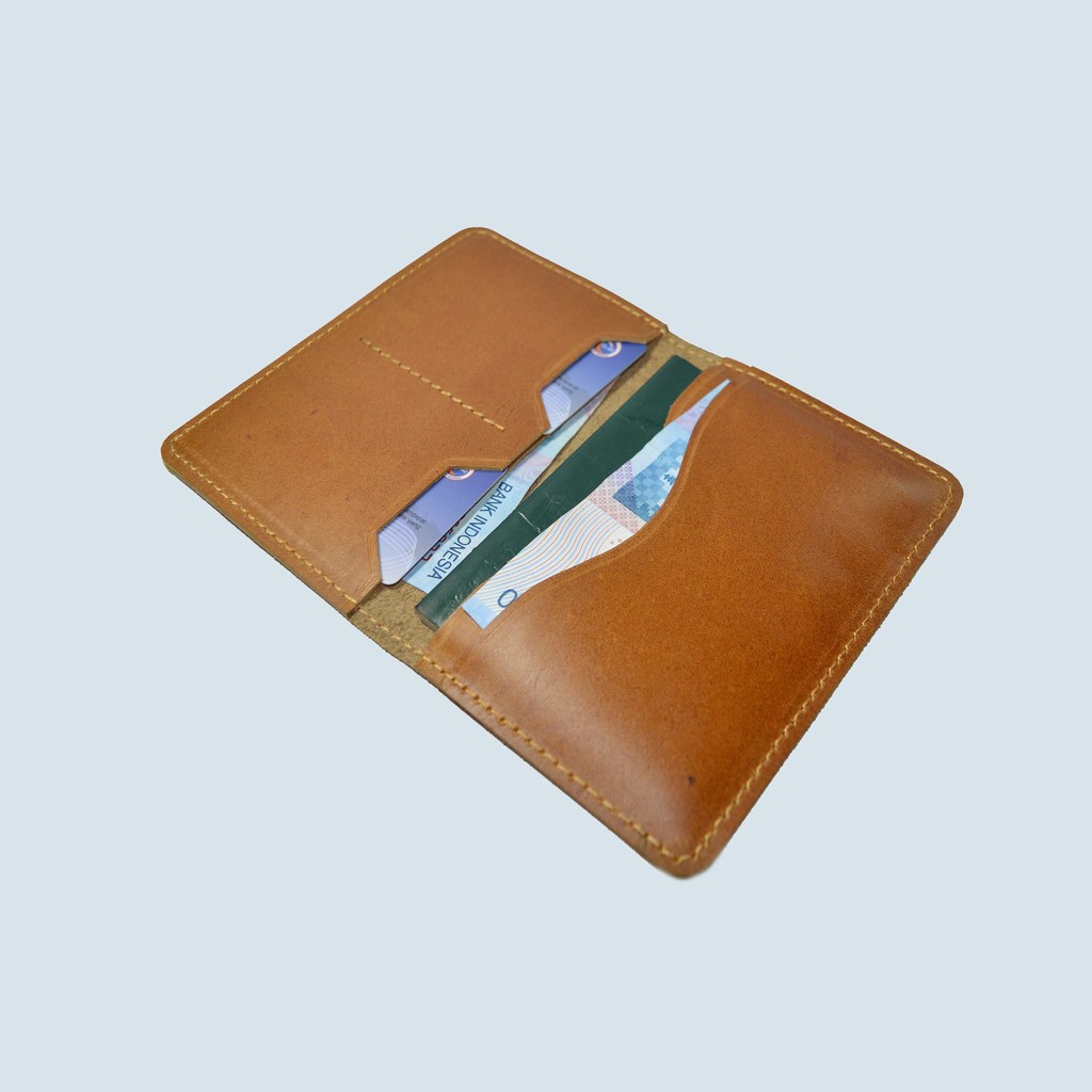 dompet passport - passport cover simpel kulit sapi asli warna tan