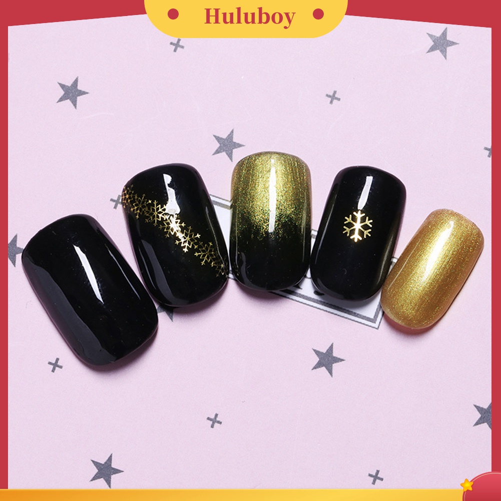 Huluboy Huluboy♡ Stiker Kuku Motif Kepingan Salju Warna Emas Untuk Dekorasi Manicure