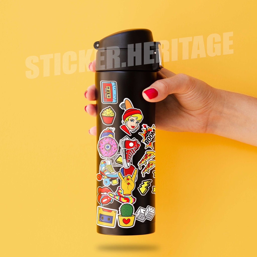 stiker sticker pop art aesthetic tumbler, laptop, helm,kulkas