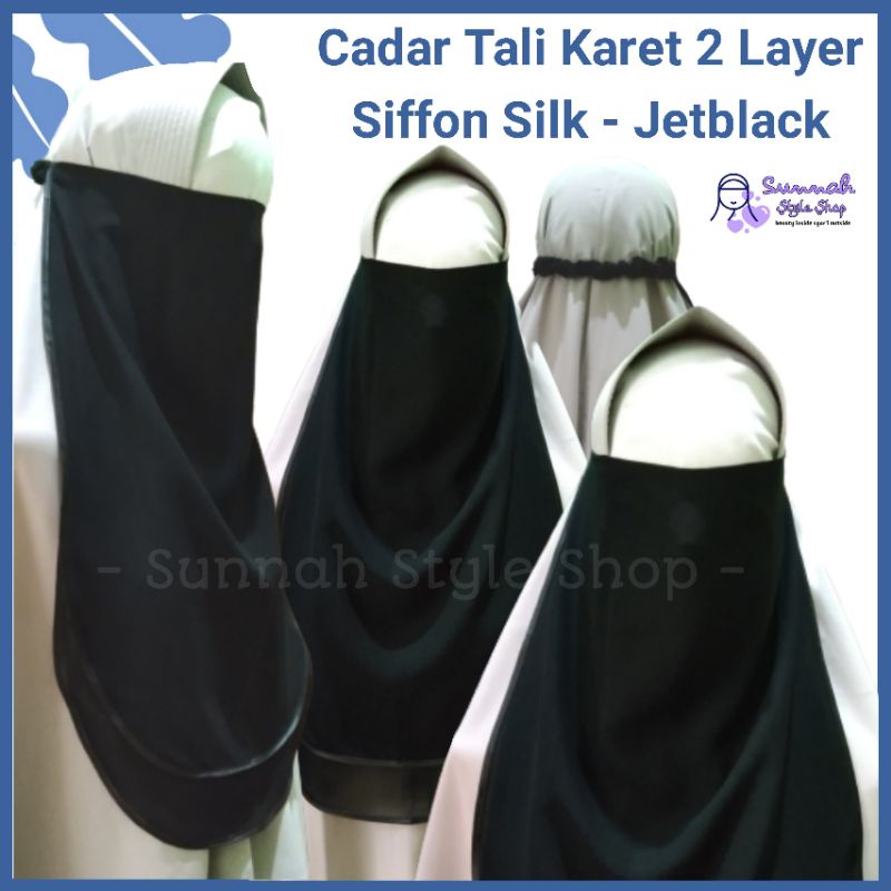 CADAR TALI 2 LAYER JETBLACK / CADAR TALI KARET SIFFON SILK ARAB JETBLACK