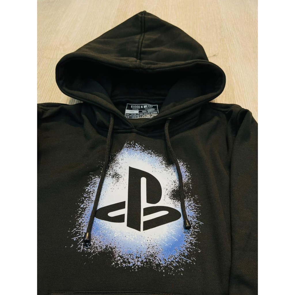 Hoodie Gamer Playstation Splash BLACK Cotton Fleece