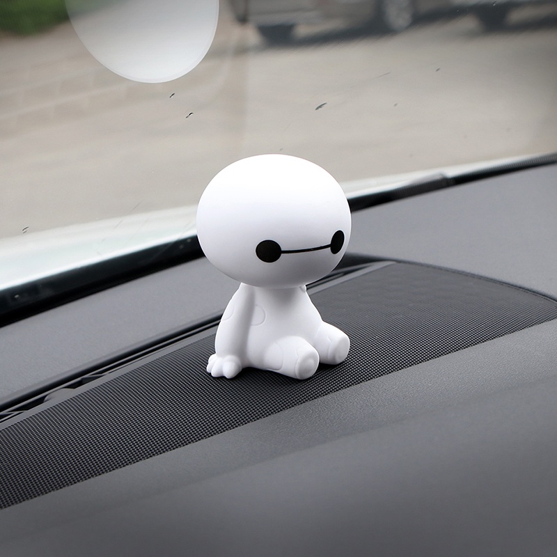 Boneka Robot Baymax Kepala Goyang Untuk Dekorasi Dashboard Mobil