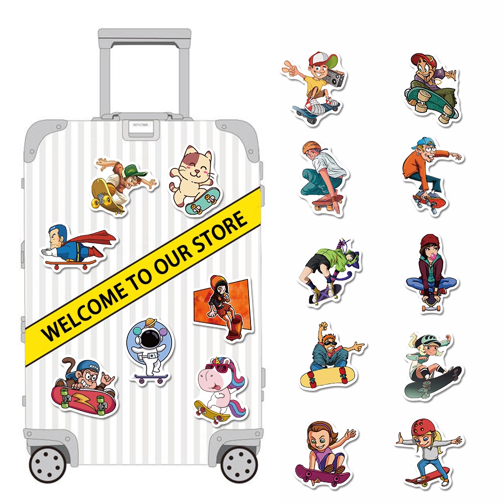 50 Pcs Stiker Motif Kartun Tahan Air Untuk Dekorasi Laptop / Skateboard
