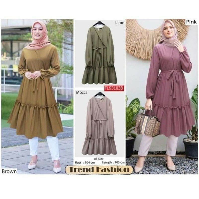 WULAN TUNIC MOSCREPE/ATASAN MUSLIM WANITA .TUNIC JUMBO