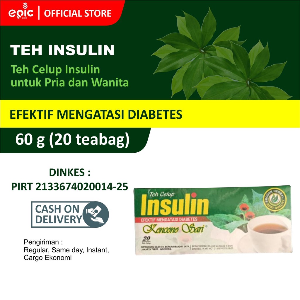 

Epicpicks Teh Celup Daun Insulin Obat Diabetes Asli Kencono Sari 20 kantung