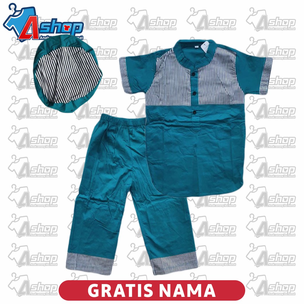 Baju Anak Setelan Muslim  Laki laki Gratis Sablon Nama