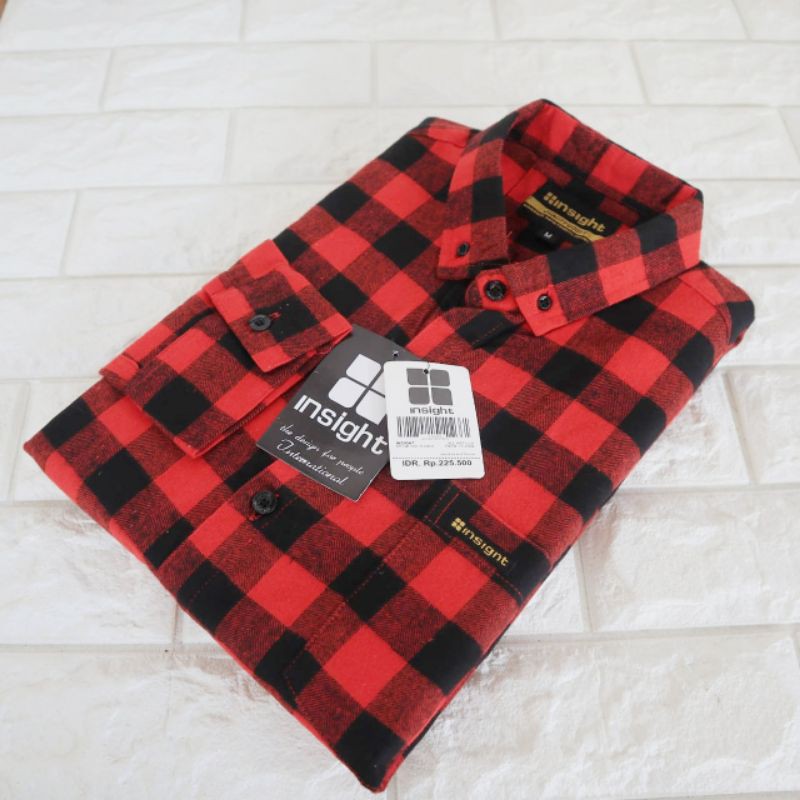 Kemeja Flanel Merah Garis Hitam | Kemeja Kotak Kotak Merah Hitam