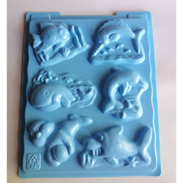 Cetakan Coklat Puding Plastik Biru Bentuk Binatang Laut Ikan Anjing Hiu Lumba-lumba