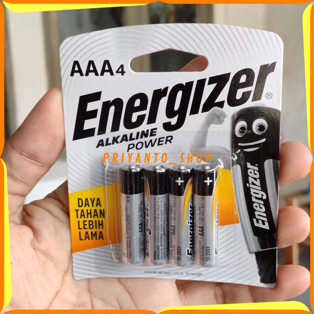 BATERAI ENERGIZER ALKALINE POWER AAA A3 E92 LR03 1.5V ASLI ISI 4 ORIGINAL