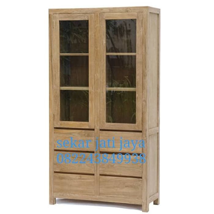 Lemari pajangan rak buku jati jepara
