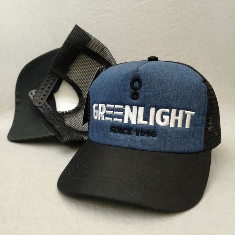 Topi Jaring Trucker Distro Greenlight Pria Cowok Logo Bordir Topi Tumblr Adjustable Hat