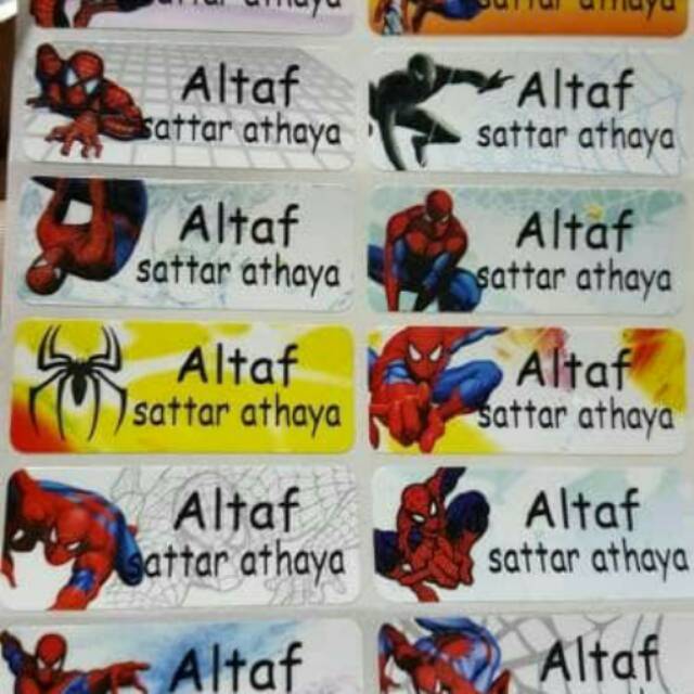 

Spiderman label nama waterproof / label nama tahan air / label buku