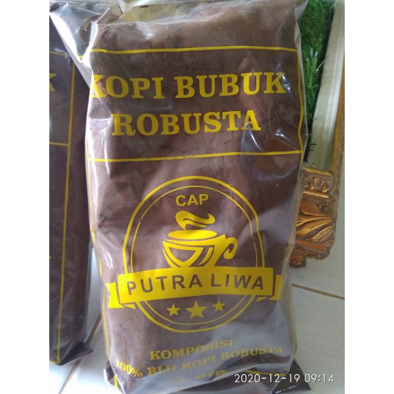 

Kopi bubuk hitam robusta putra liwa 500gr