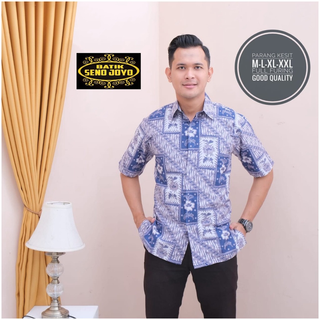 PARANG KESIT SENOJOYO KEMEJA BATIK PRIA SOLO LENGAN PENDEK LAPIS FURING ATASAN PREMIUM MODERN JAYA DIPA KUSUMO AJI KEMBANG NOGO LESMANA MODANG BIRU SEKAR JAGAT PEKSI KATRESNAN PEKSI GEDEG SIDO MUKTI KRIDO MULYO KAWUNG LINTANG AJISAKA BATIKSOLOAMANAH BATIK