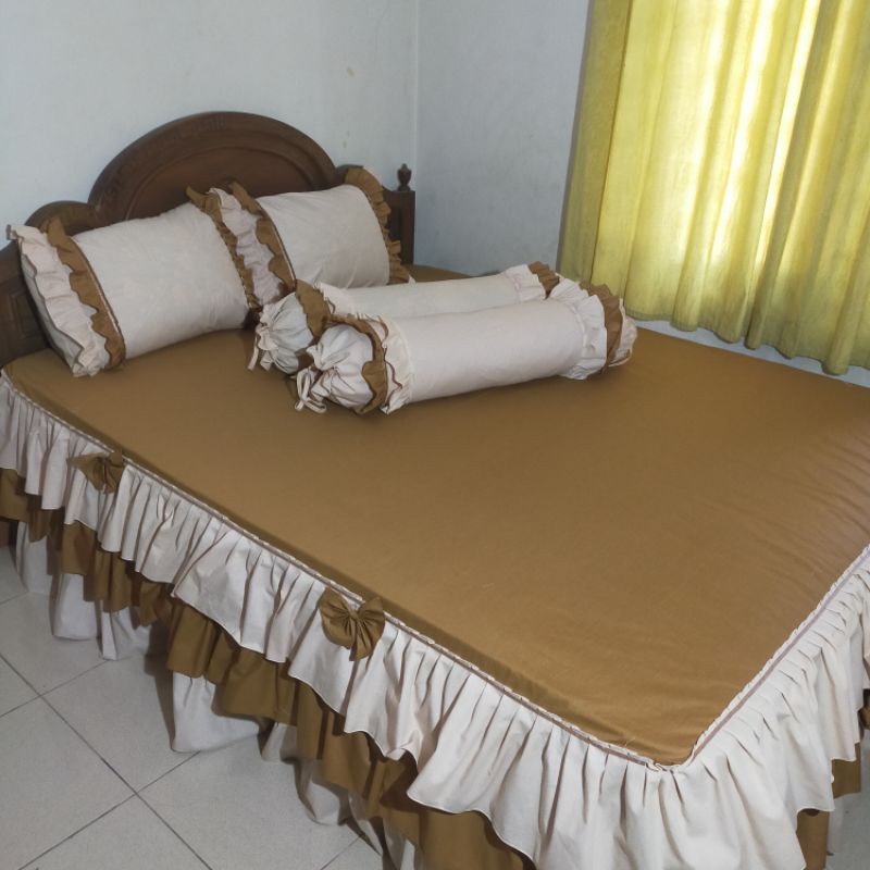 Sprei rumbai susun 3 sprei pengantin rimpel custom motif