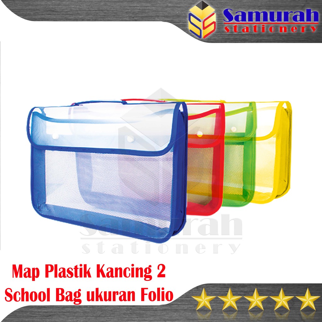 

Map Plastik Kancing 2 Jaring Folio/ Zipper School Bag / Map Tenteng Untuk Kantor & Sekolah
