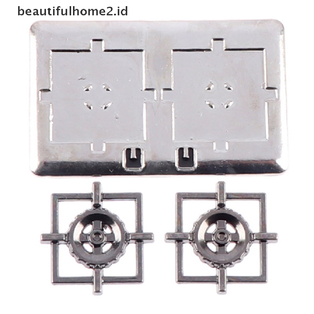 (beautifulhome2.id) 1 Set Miniatur Kompor Gas Bahan Metal Untuk Dekorasi Rumah Boneka 1: 12