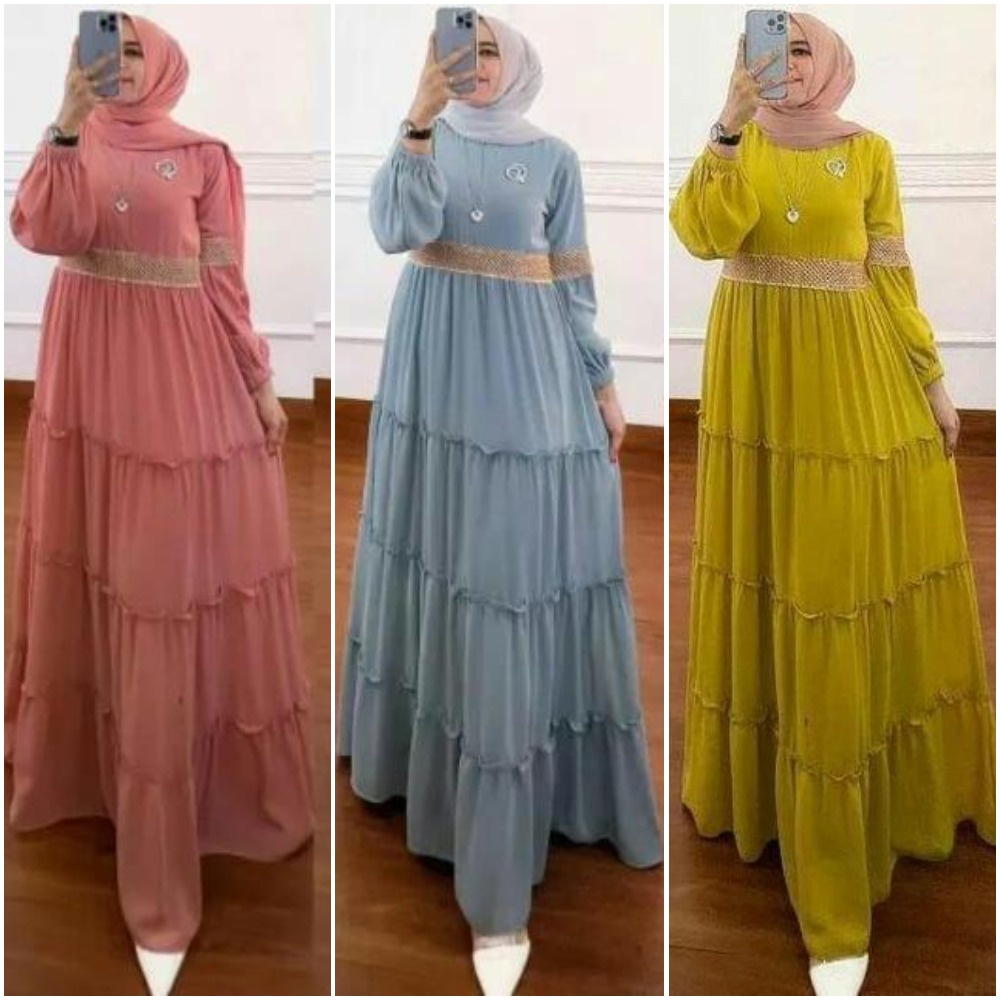 Maxi Ceruty Rere / gamis ceruty muslimah/ gamis ceruty babydoll / gamis ceruty polos / gamis ceruty 