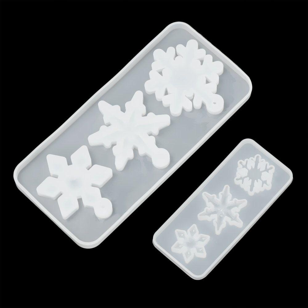 Preva Cetakan Resin Casting Cetakan 3D Transparan Snowflake Keychain Mold