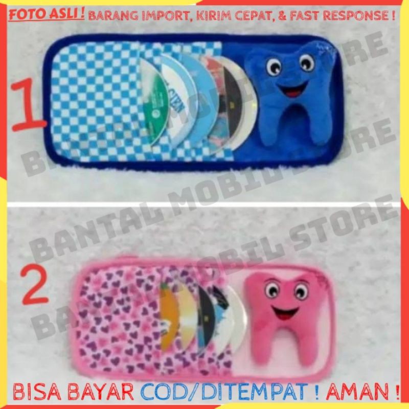 TEMPAT COVER KOTAK BOX CD DVD VCD KARTU CAR ORGANIZER SUNVISOR VISOR GANTUNG MOBIL BONEKA GIGI PINK 
