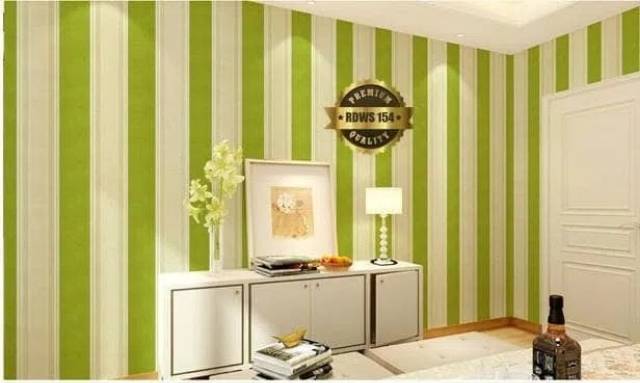  Wallpaper  Dinding  Motif Garis Hijau Uk 45cm  x  10m  Shopee 