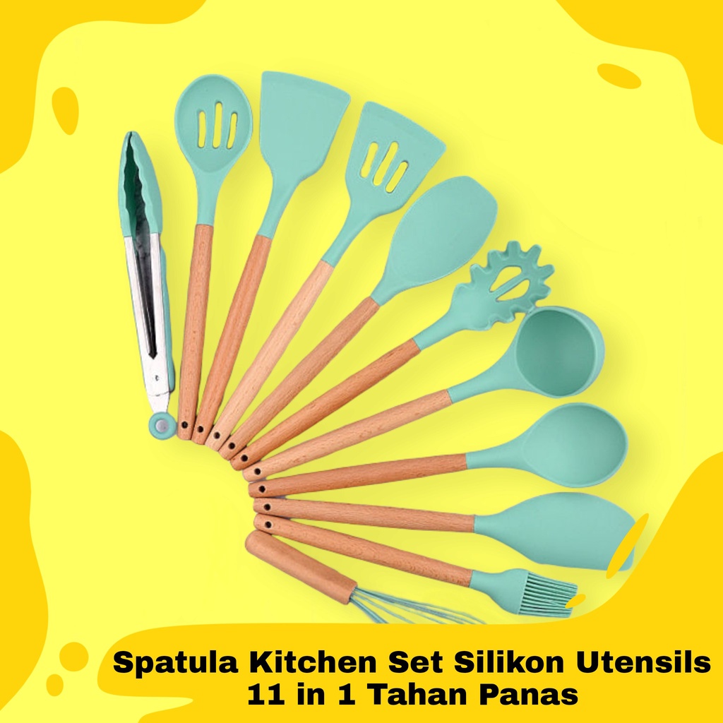 SPATULA KITCHEN SET SILIKON UTENSILS 11 IN 1 TAHAN PANAS / SPATULA SET / SPATULA / KITCHEN SET / SPA